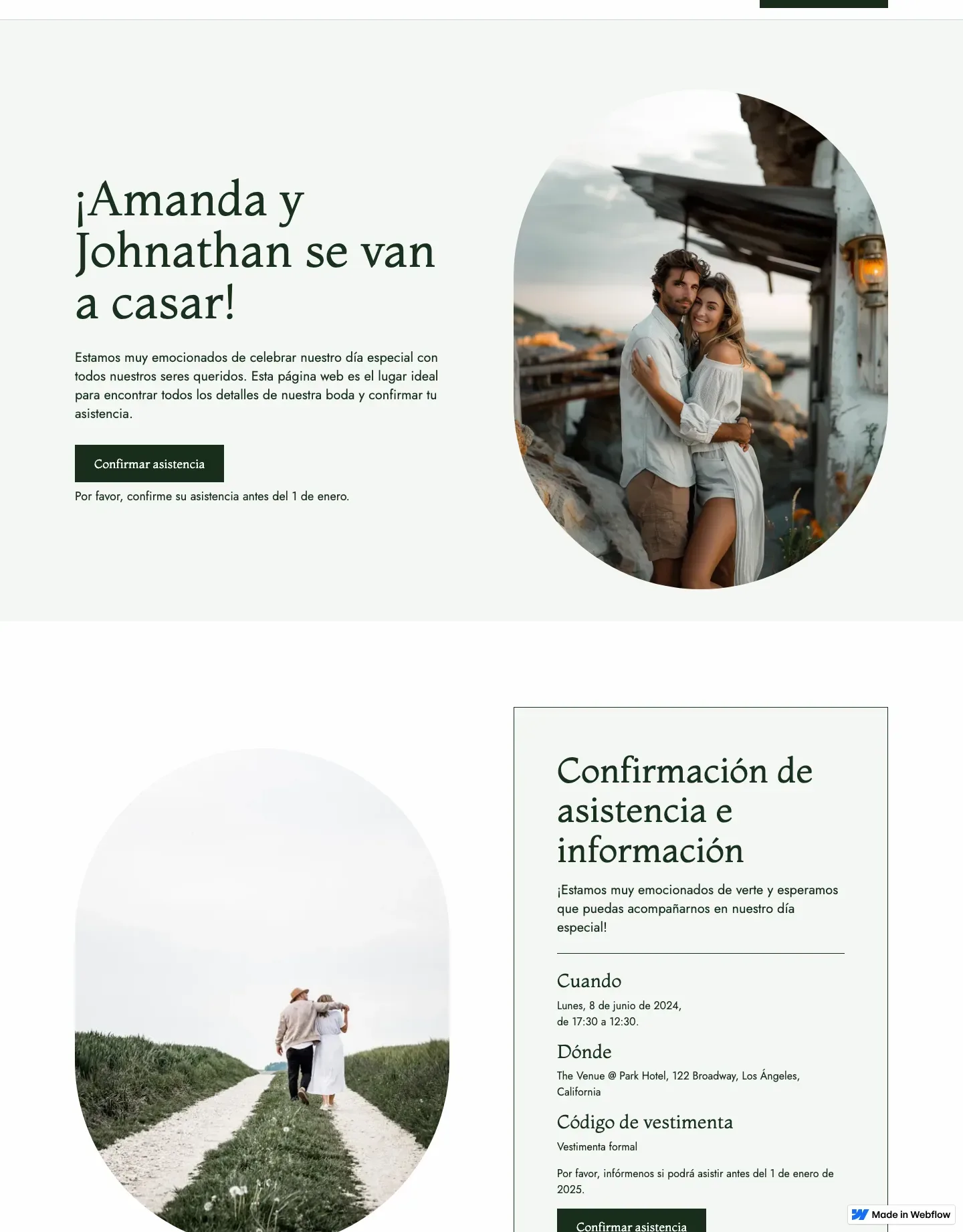 Diseño de página web para fotografía y eventos