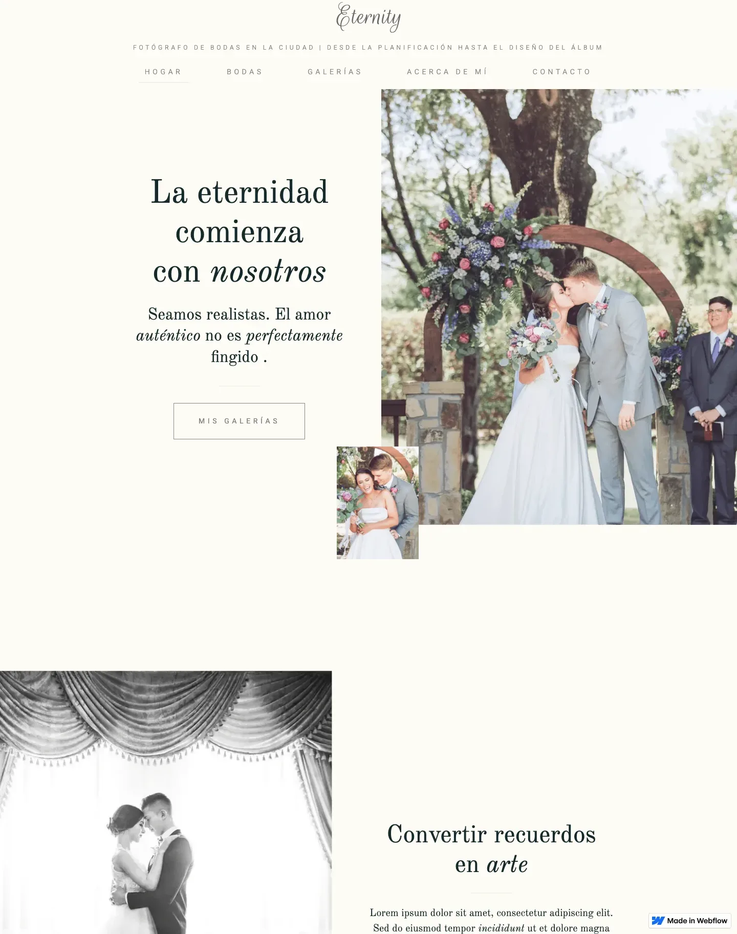Diseño de página web para fotografía y eventos