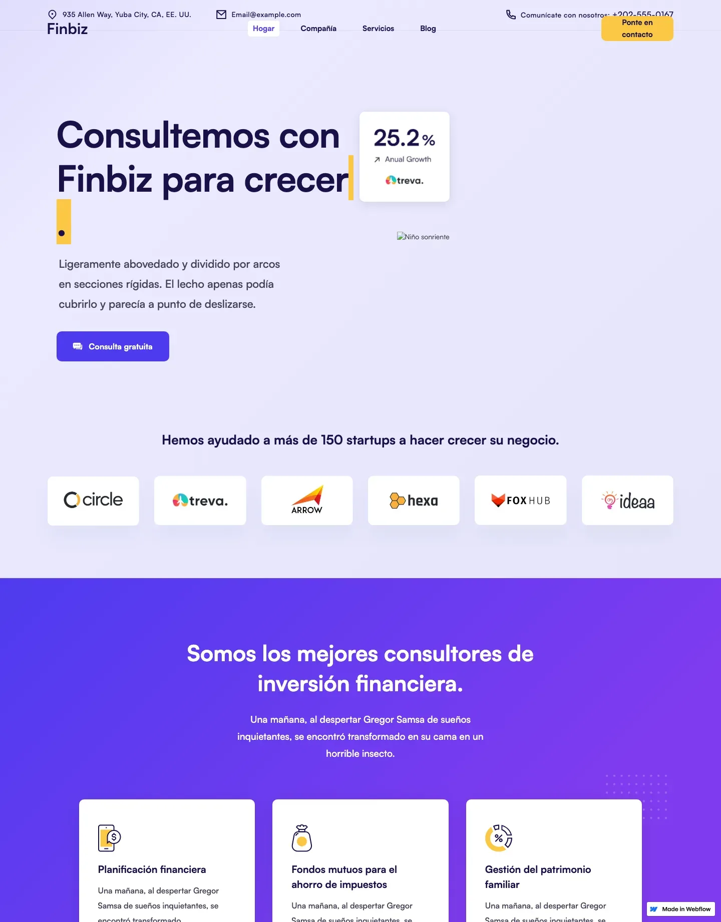 Diseño de página web para finanzas y seguros