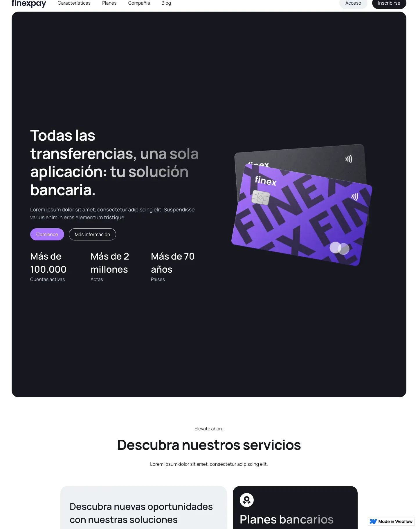 Diseño de página web para finanzas y seguros