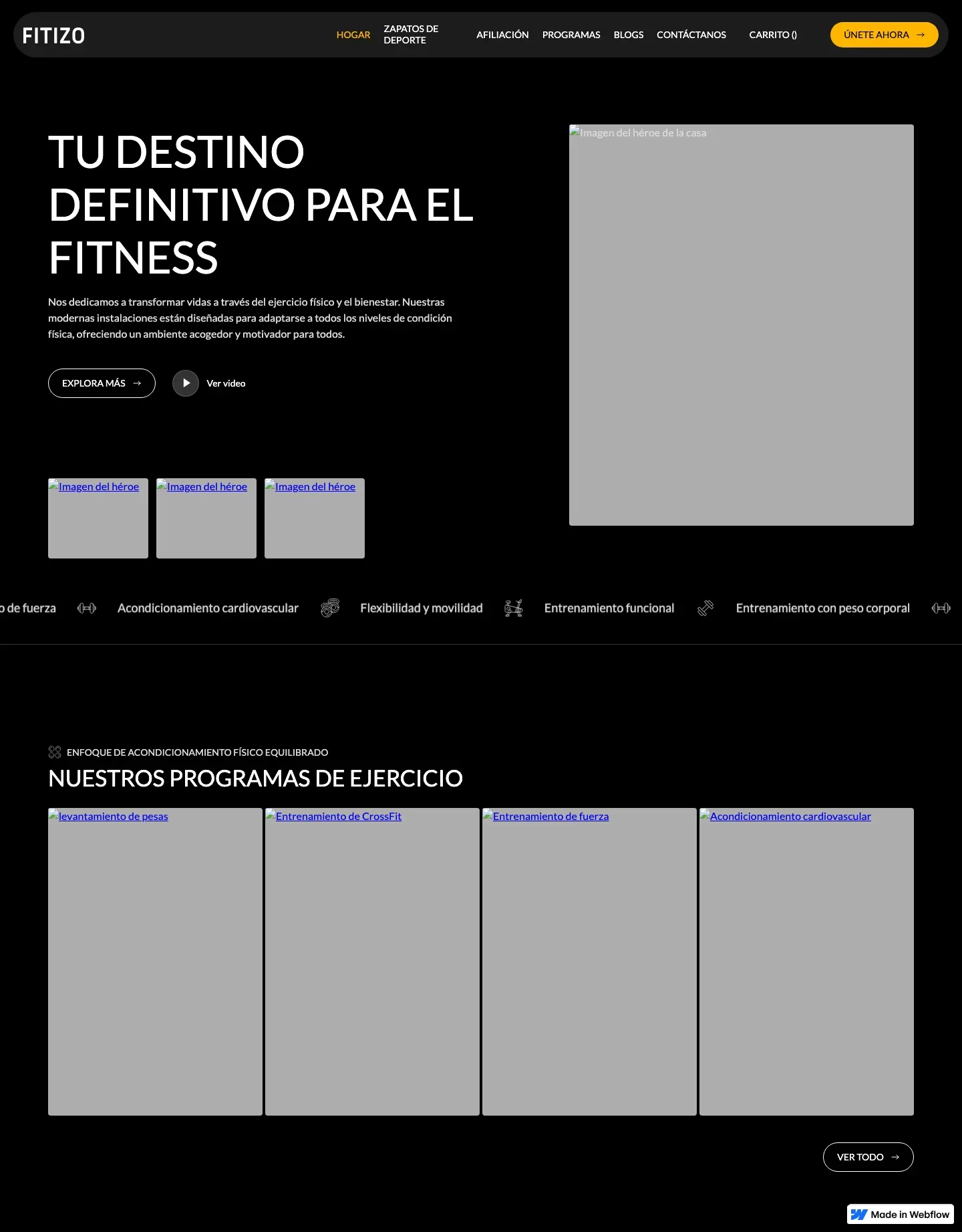 Diseño de página web para gimnasios