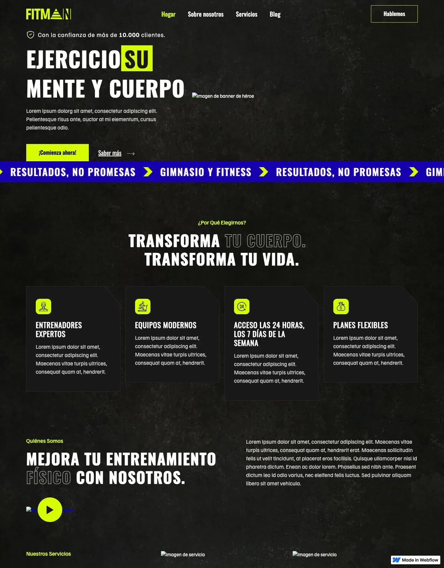 Diseño de página web para gimnasios