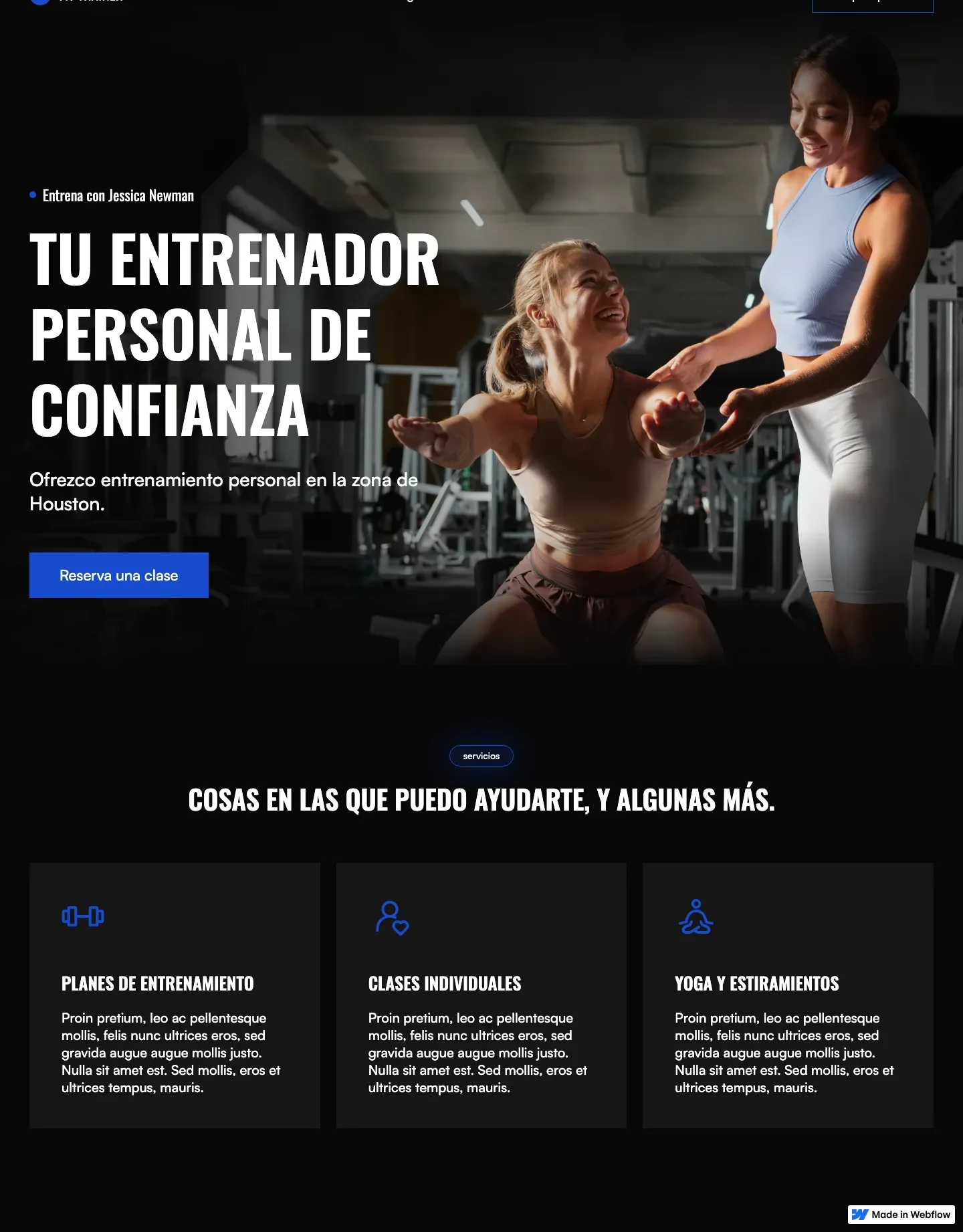 Diseño de página web para gimnasios