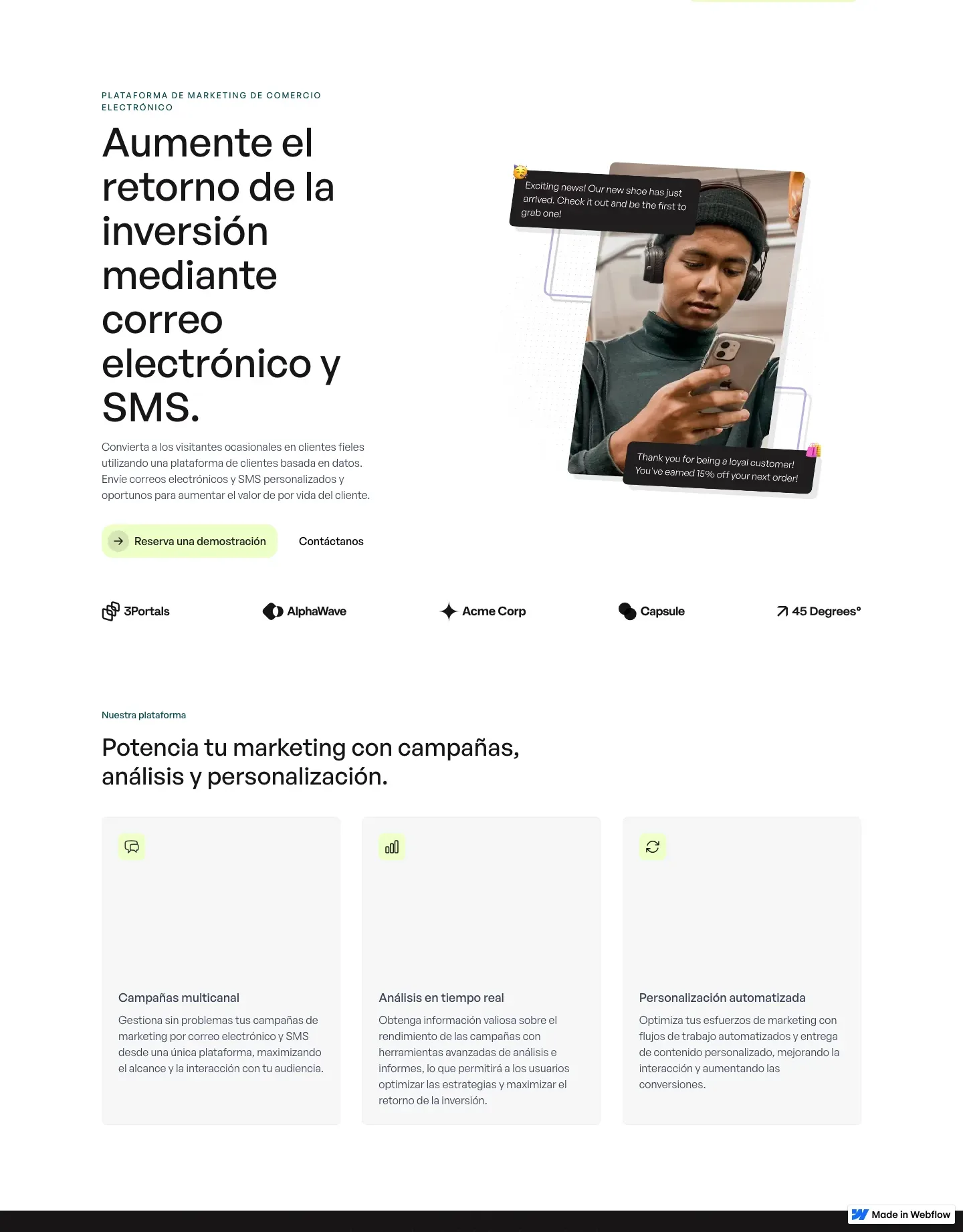 Diseño de página web para landing pages