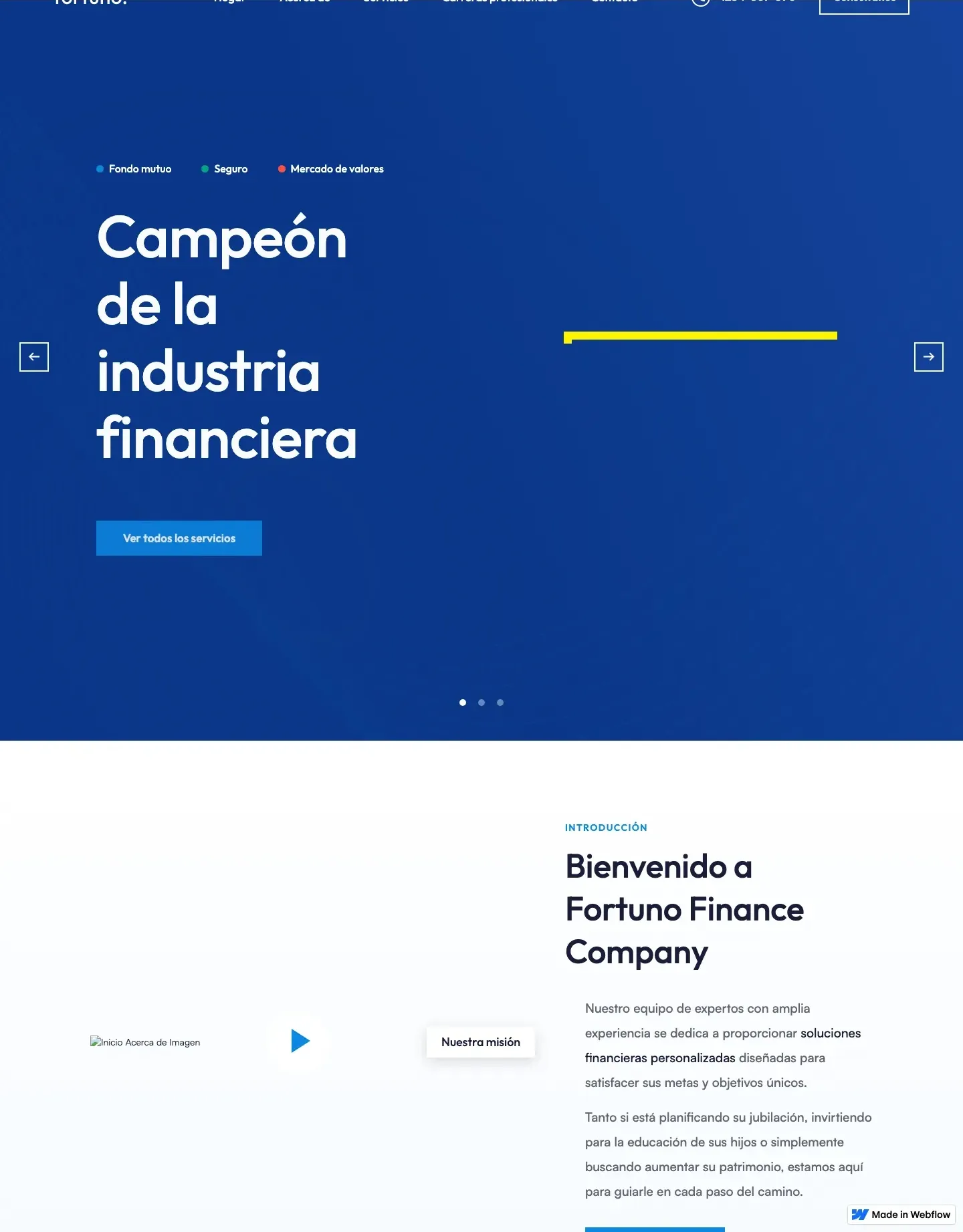 Diseño de página web para finanzas y seguros