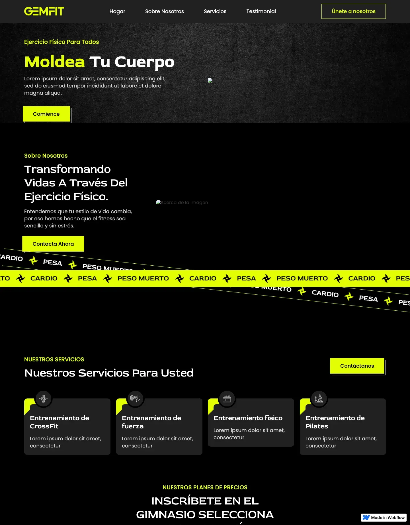 Diseño de página web para gimnasios