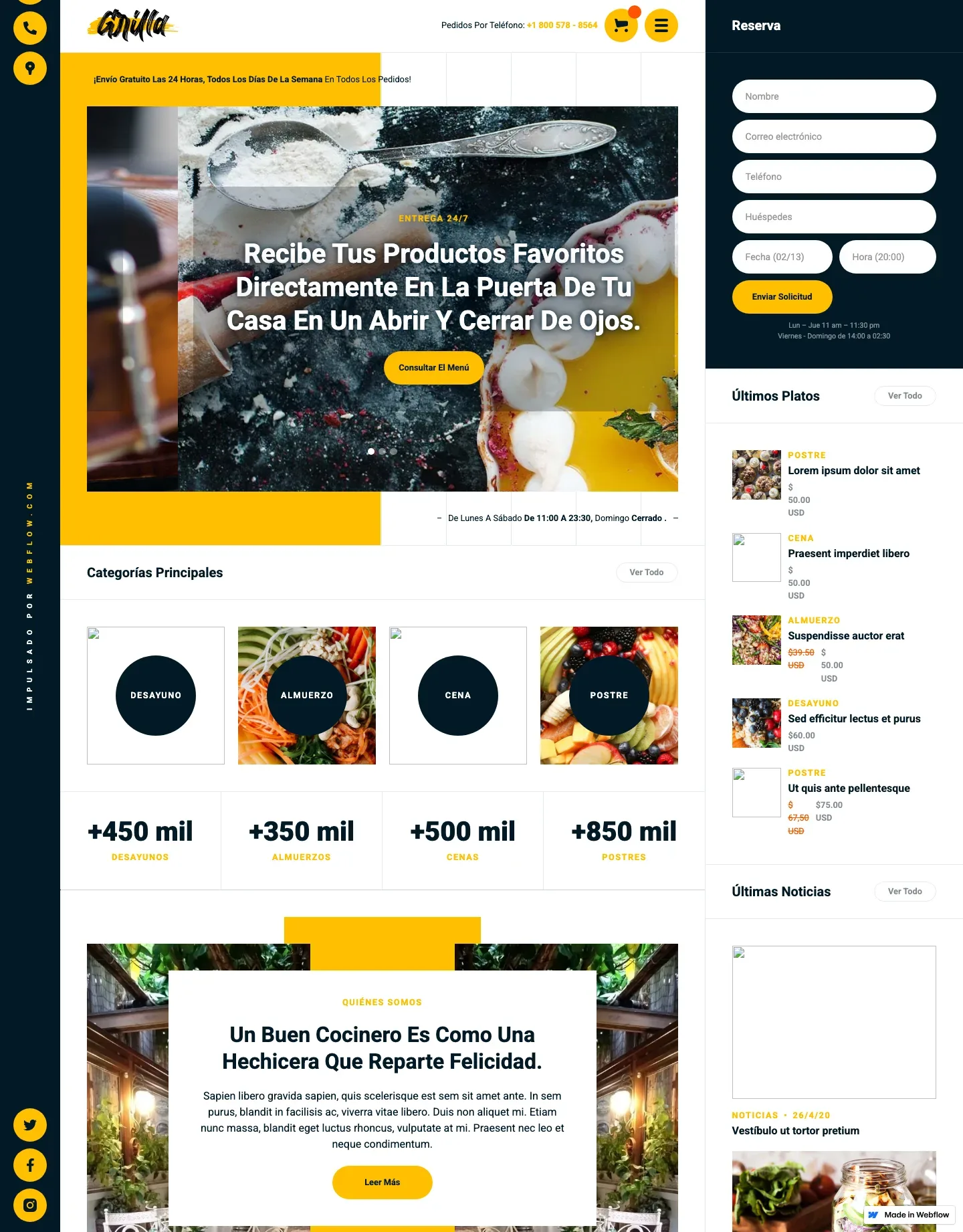 Diseño de página web para restaurantes y cafés