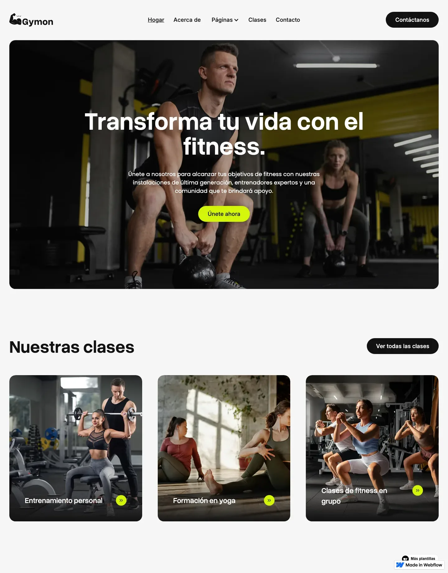Diseño de página web para gimnasios