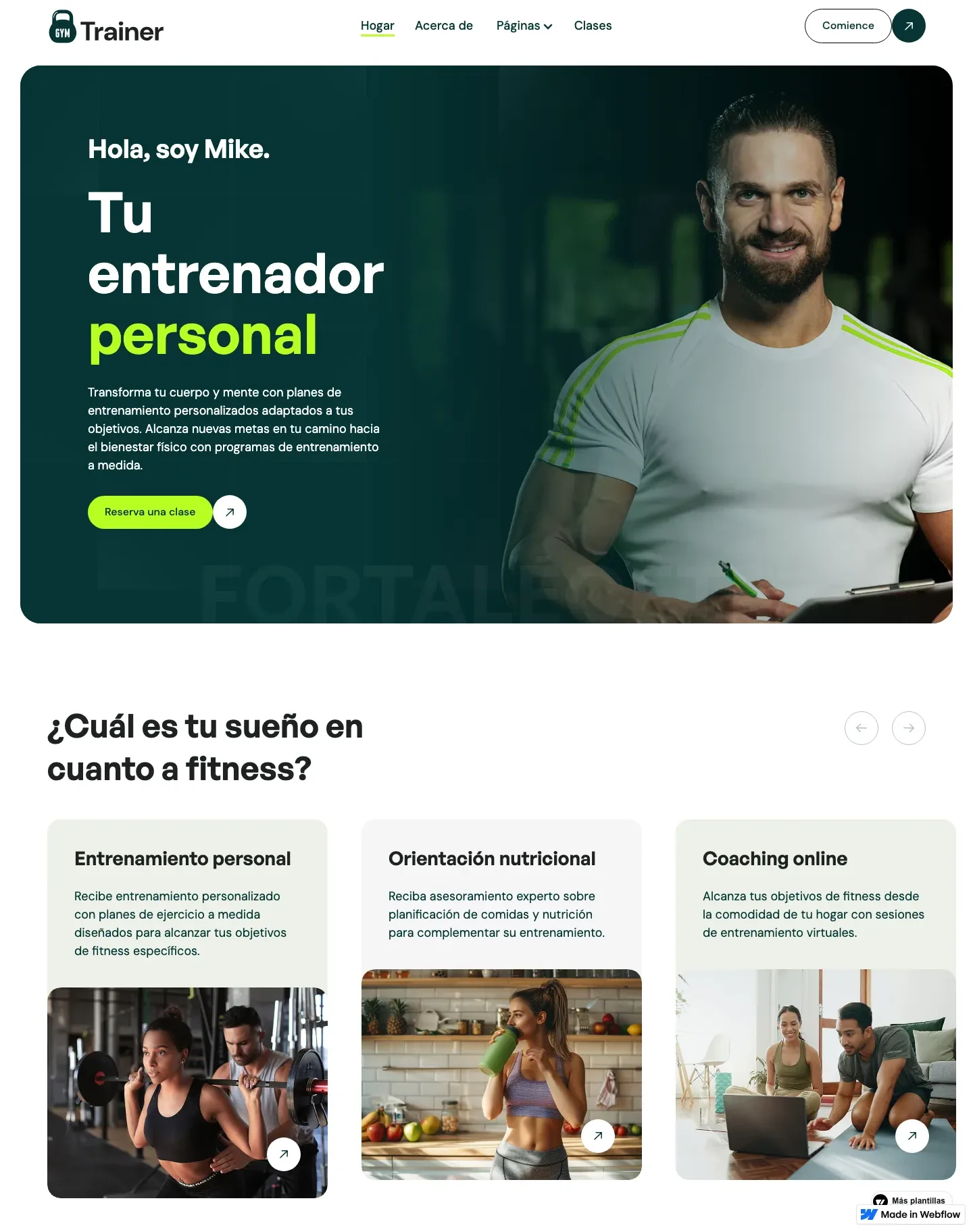 Diseño de página web para gimnasios