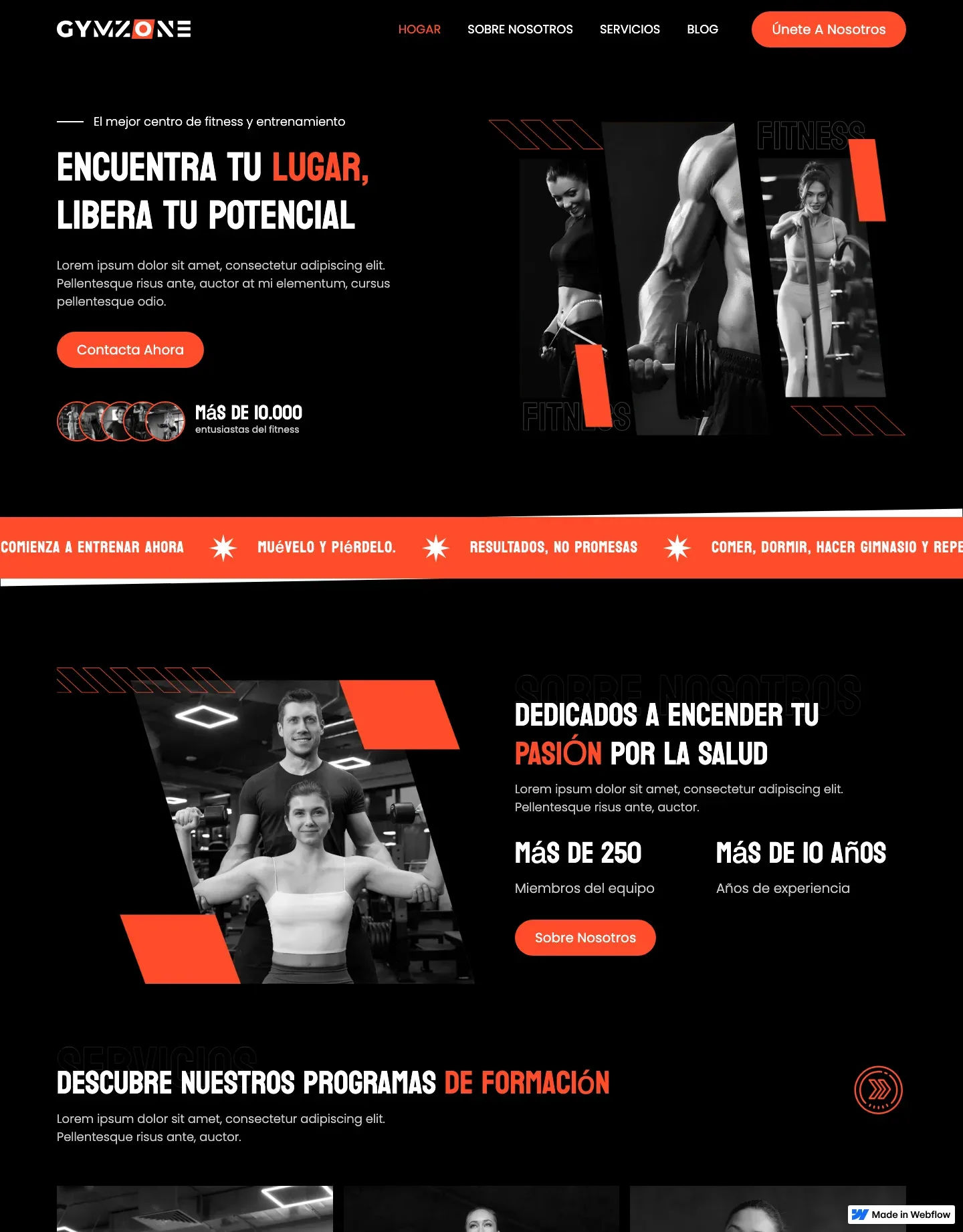 Diseño de página web para gimnasios