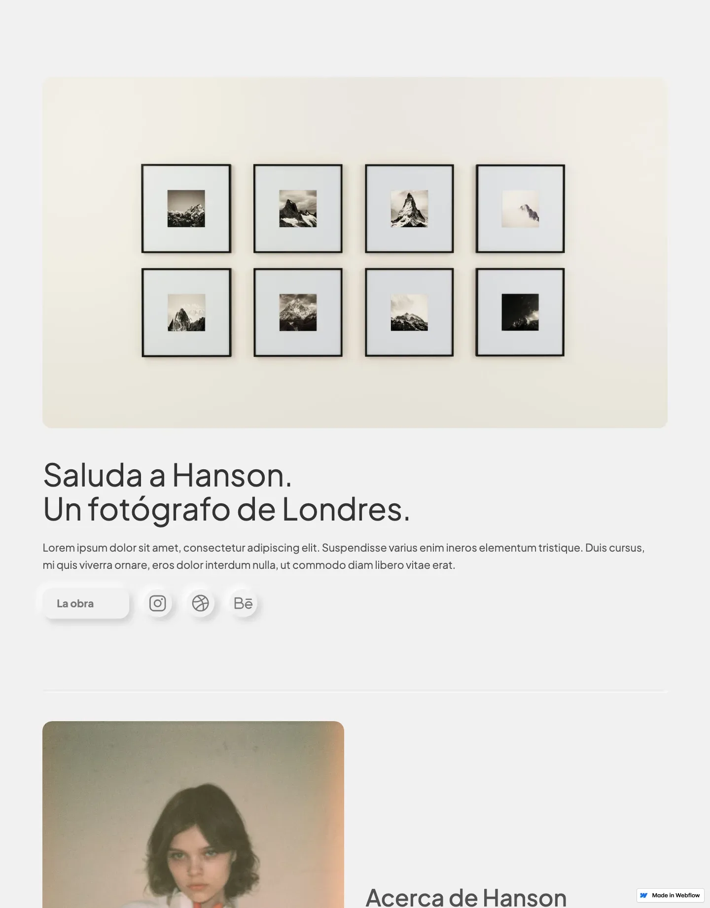 Diseño de página web para fotografía y eventos