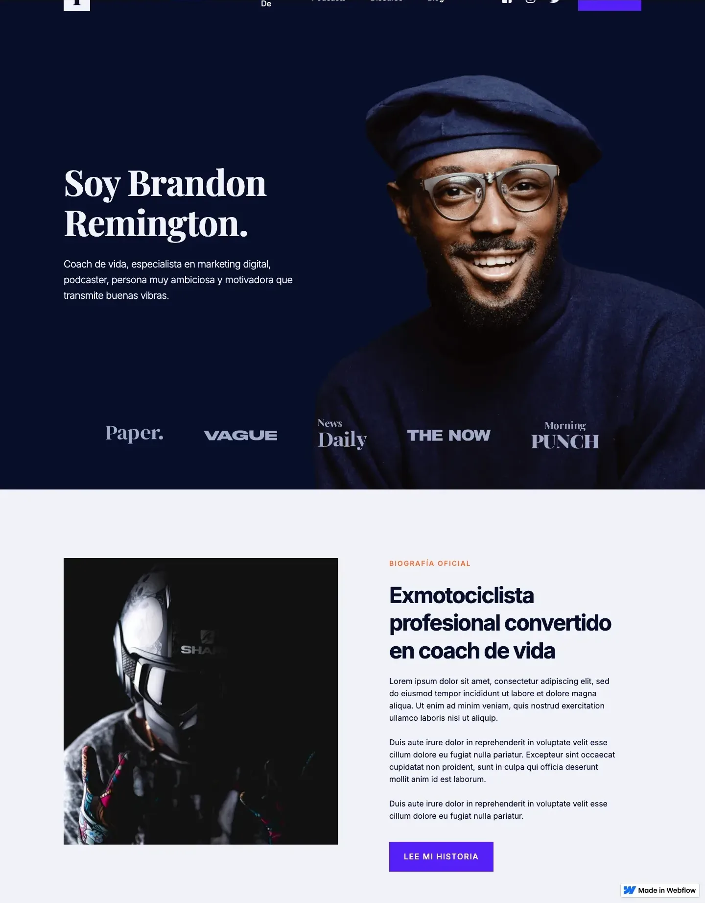 Diseño de página web para música y entretenimiento