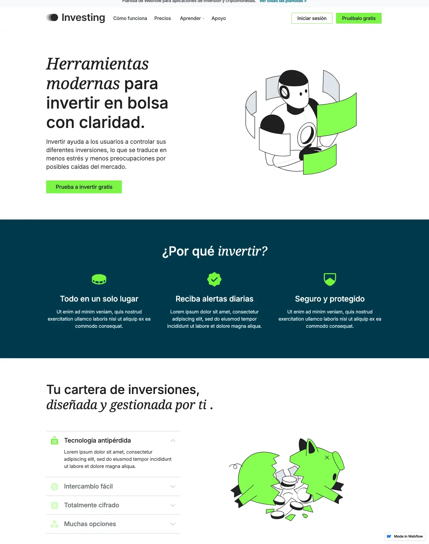 Diseño de página web para finanzas y seguros