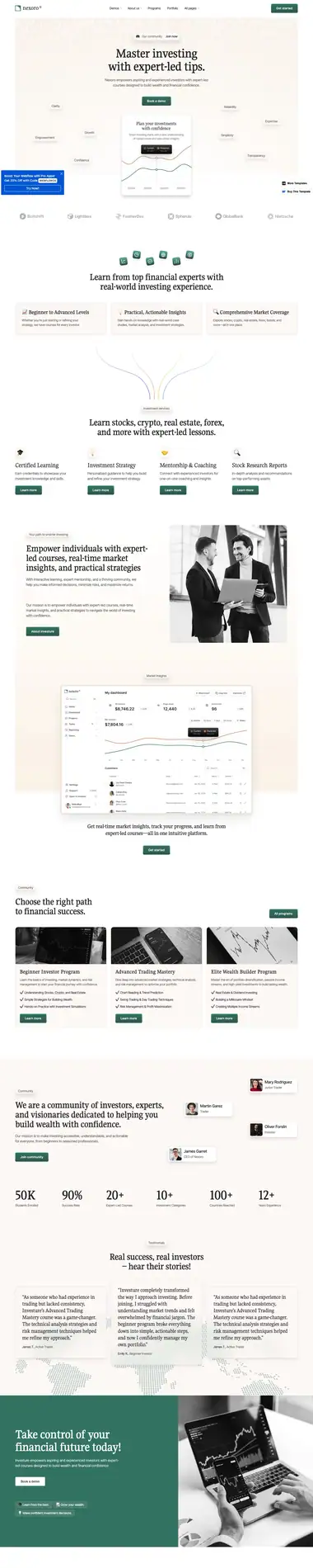 Diseño de página web para finanzas y seguros
