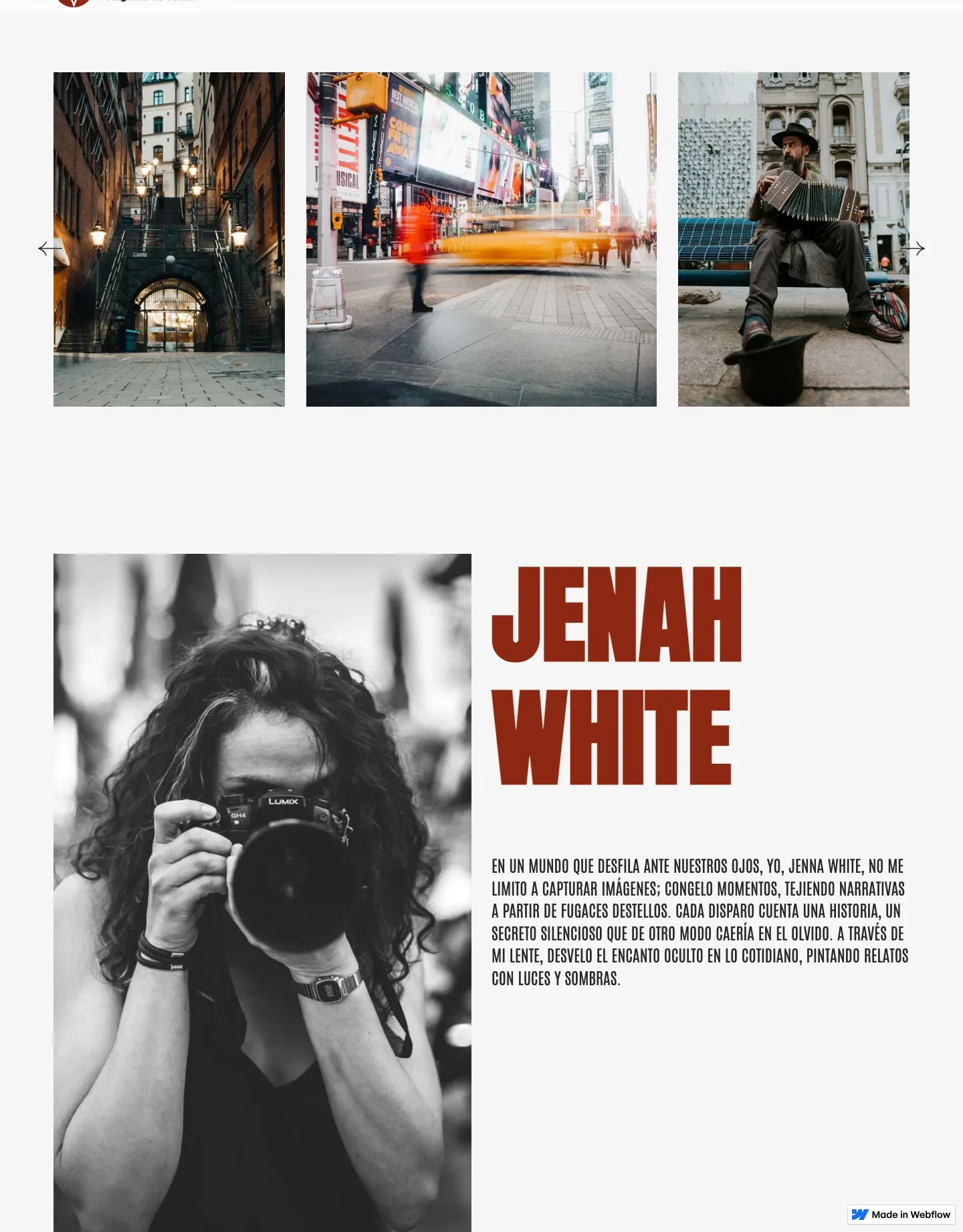 Diseño de página web para fotografía y eventos