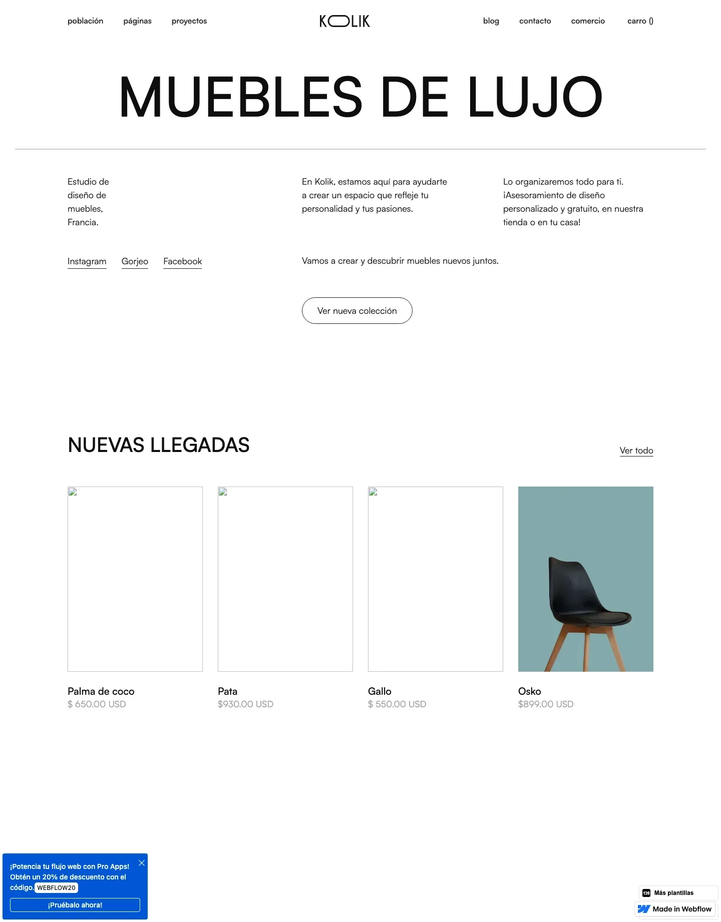 Diseño de página web para tienda en línea
