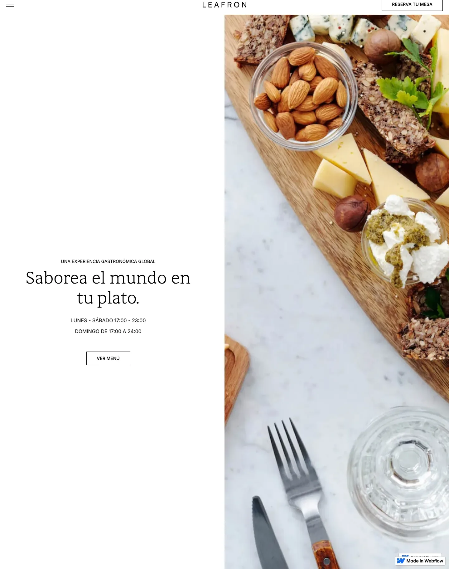 Diseño de página web para restaurantes y cafés