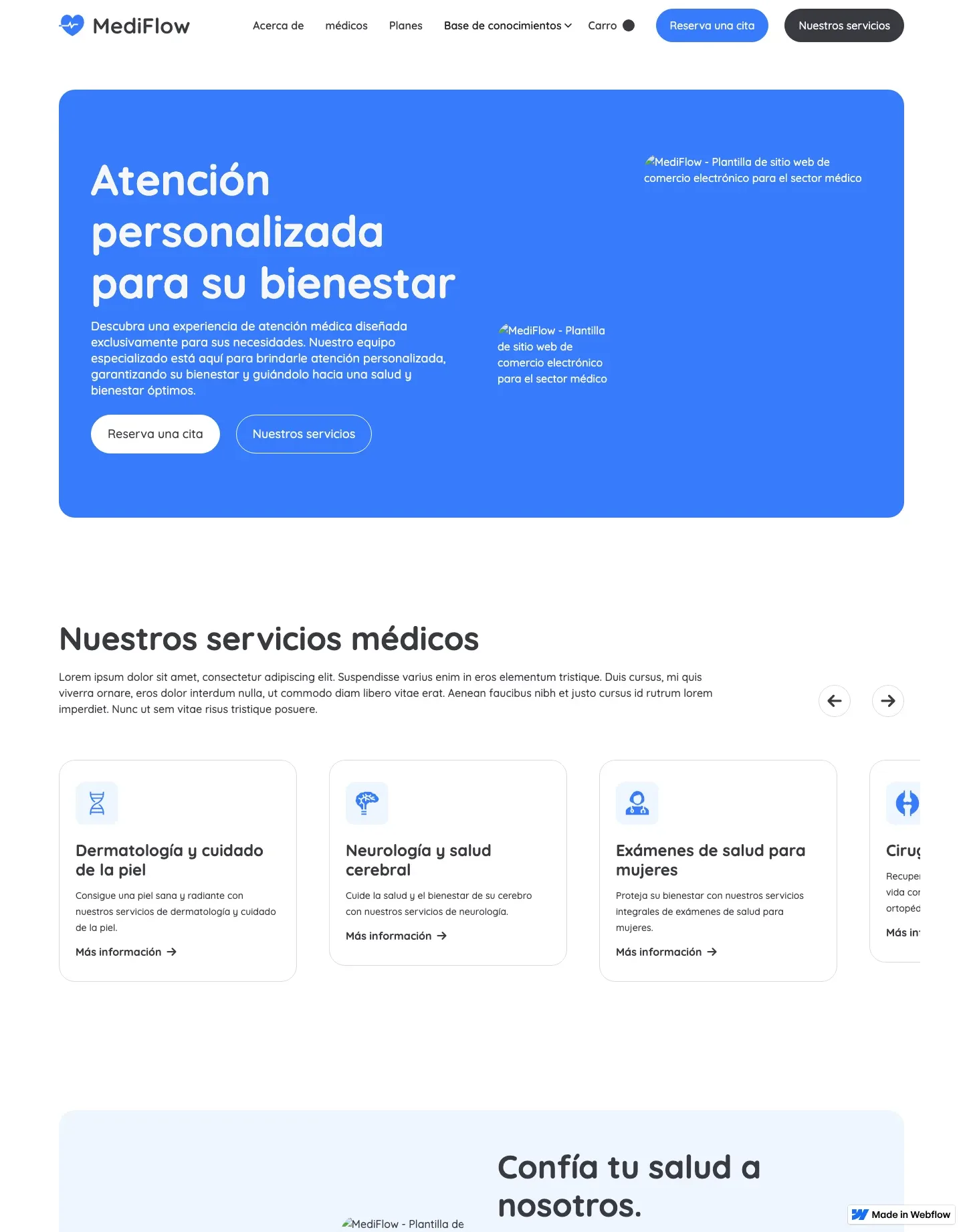 Diseño de página web para salud y bienestar