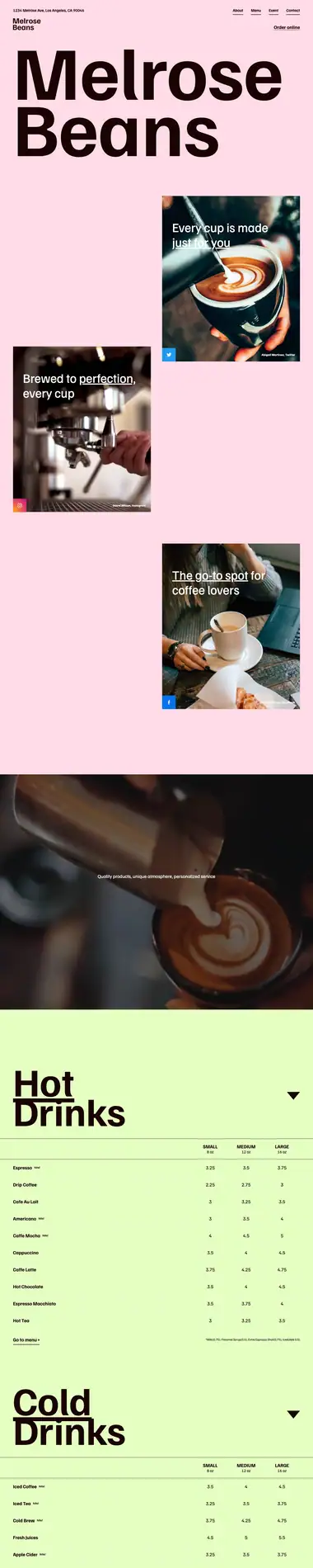 Diseño de página web para restaurantes y cafés