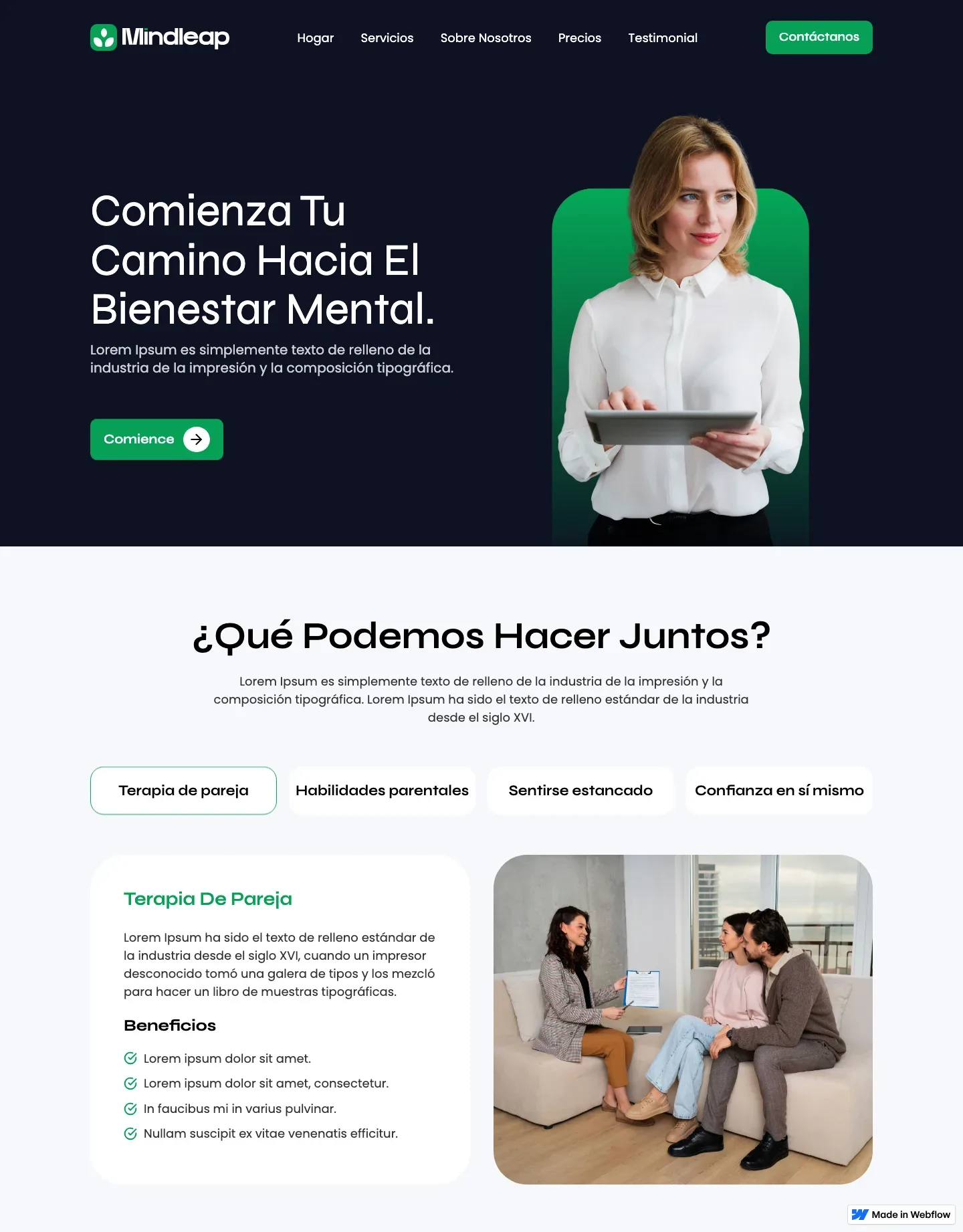 Diseño de página web para salud y bienestar