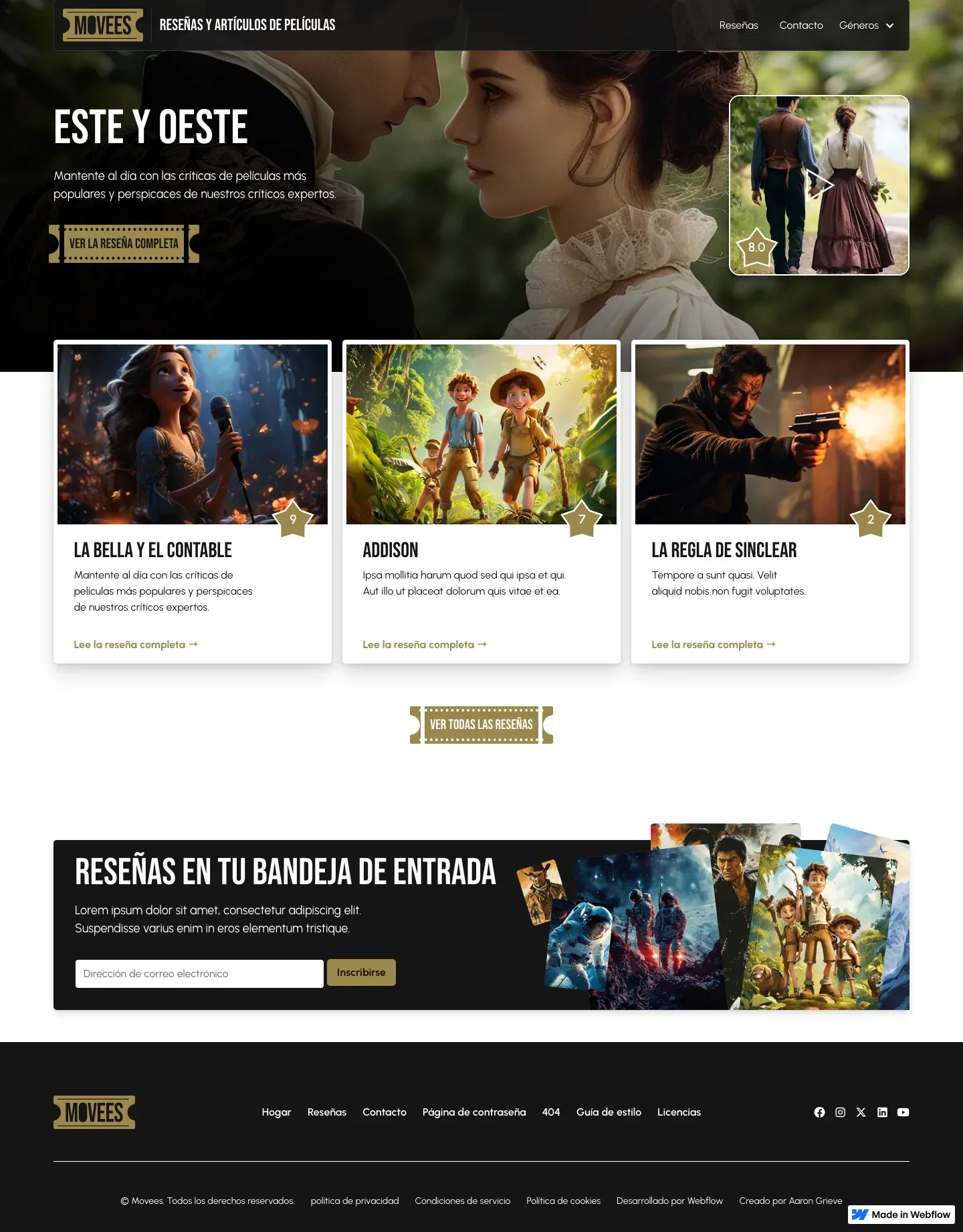 Diseño de página web para música y entretenimiento