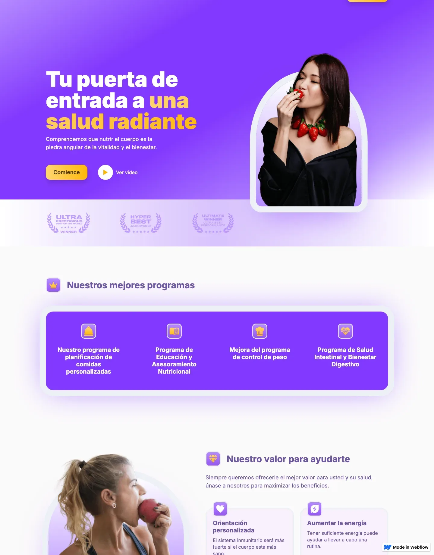 Diseño de página web para salud y bienestar