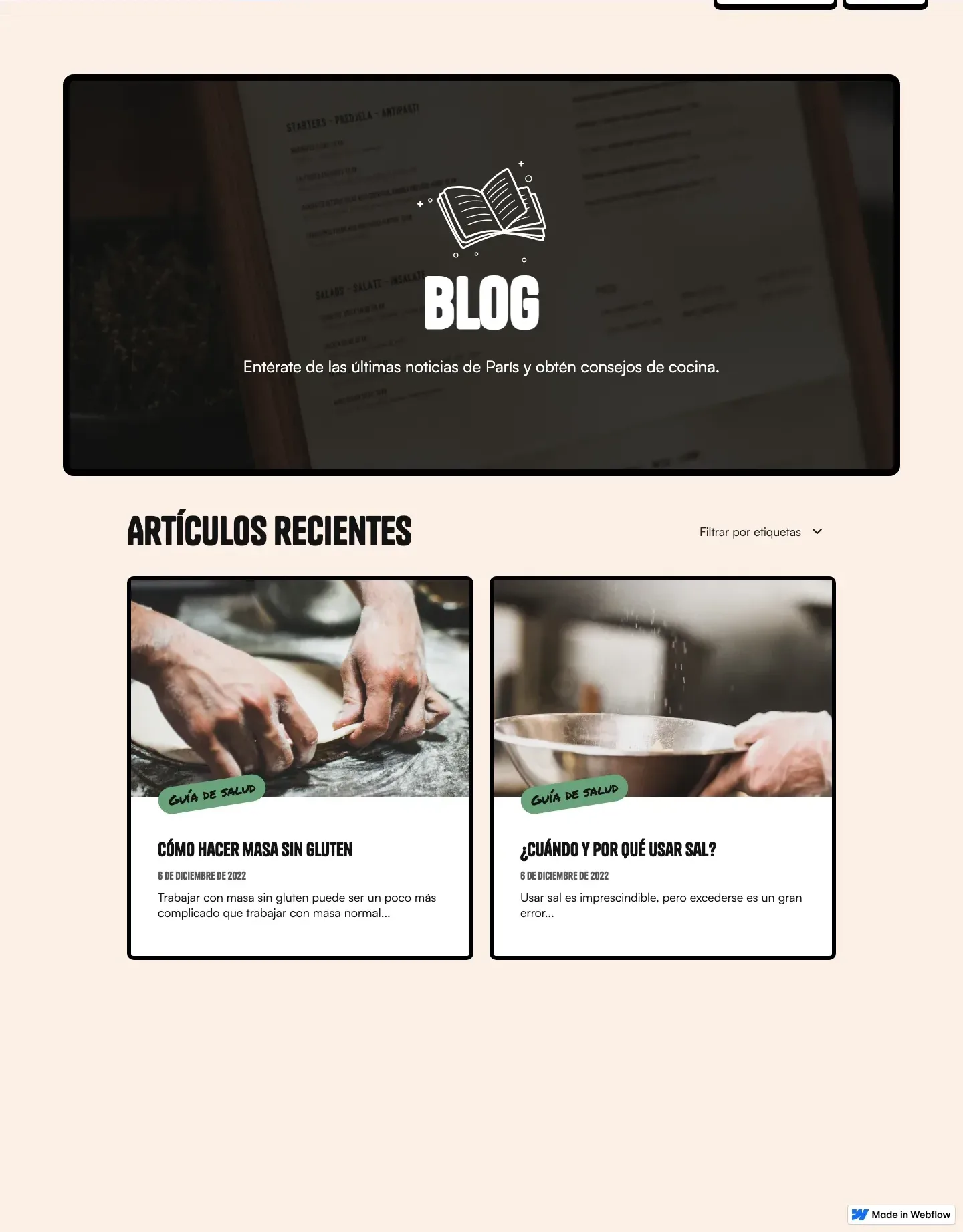 Diseño de página web para restaurantes y cafés