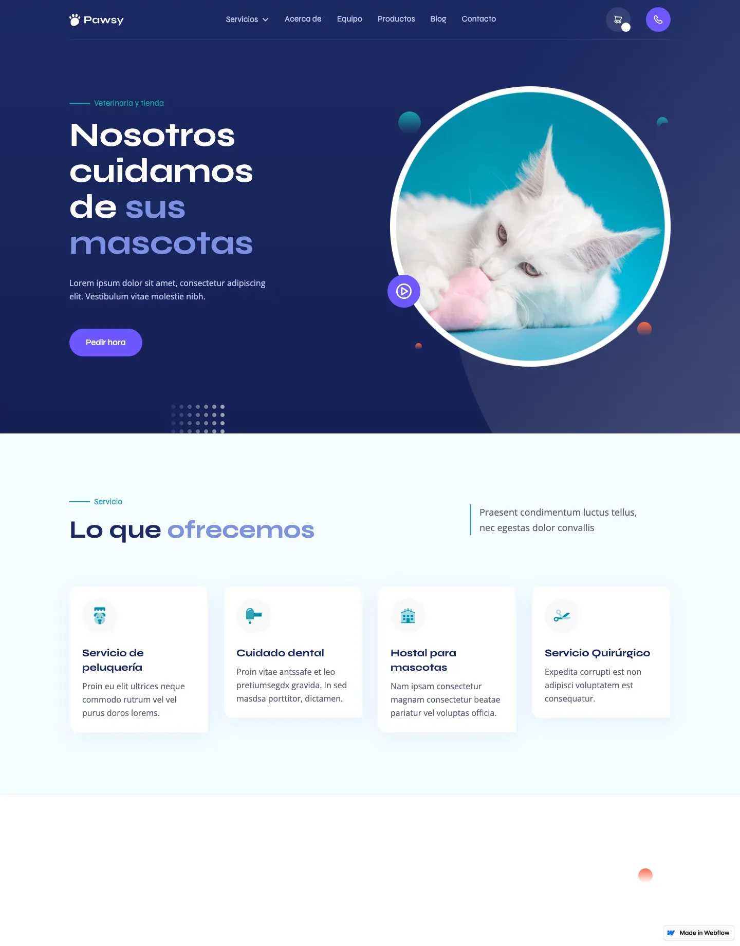 Diseño de página web para veterinarias