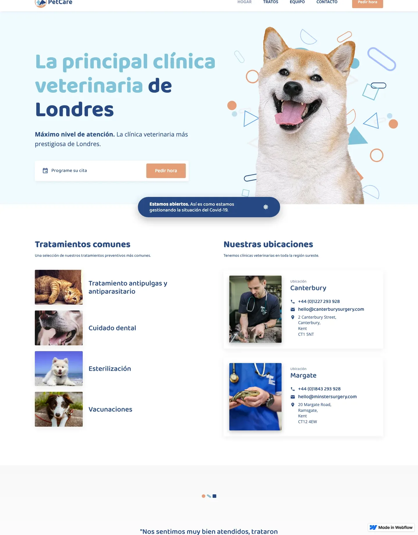 Diseño de página web para veterinarias