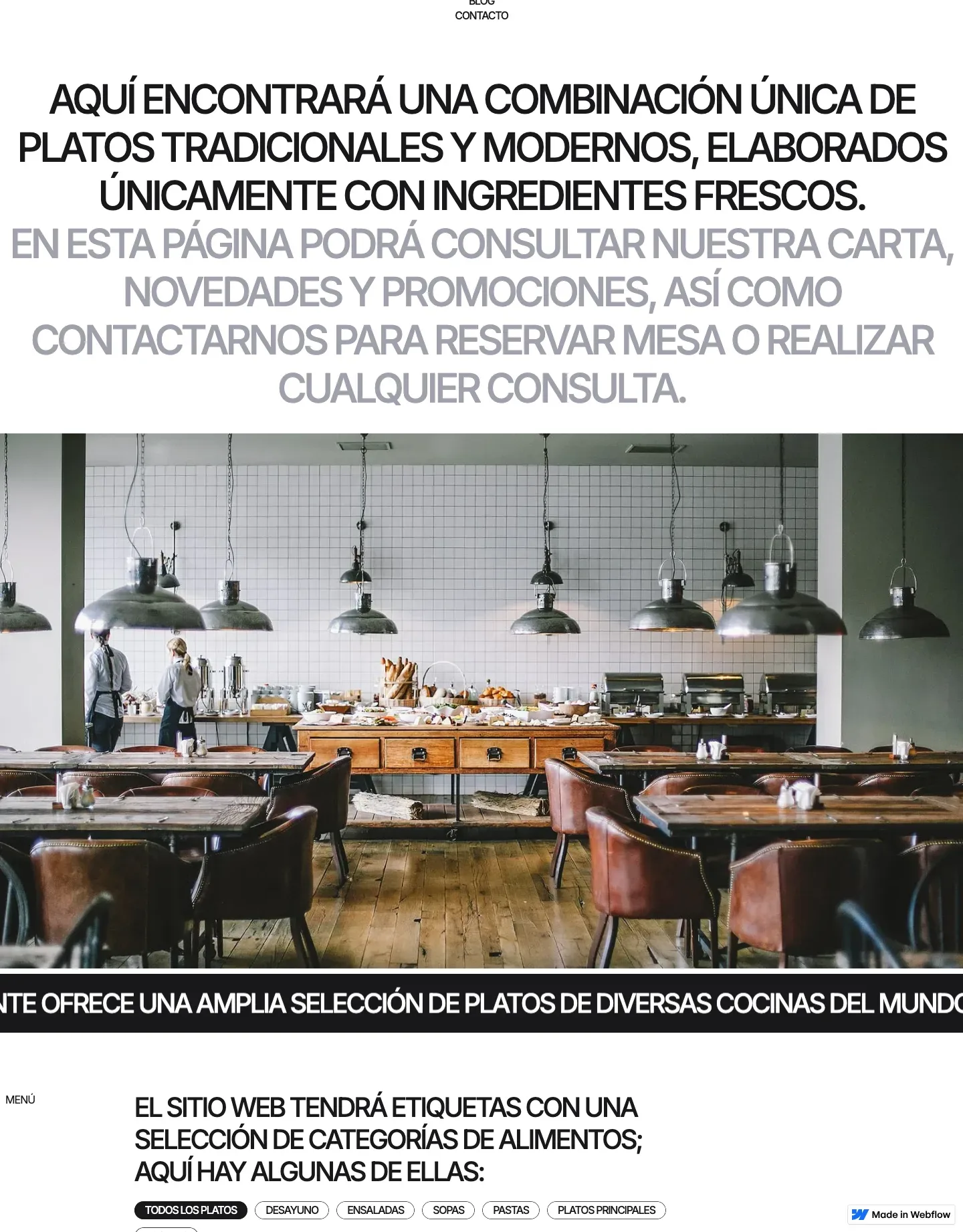 Diseño de página web para restaurantes y cafés