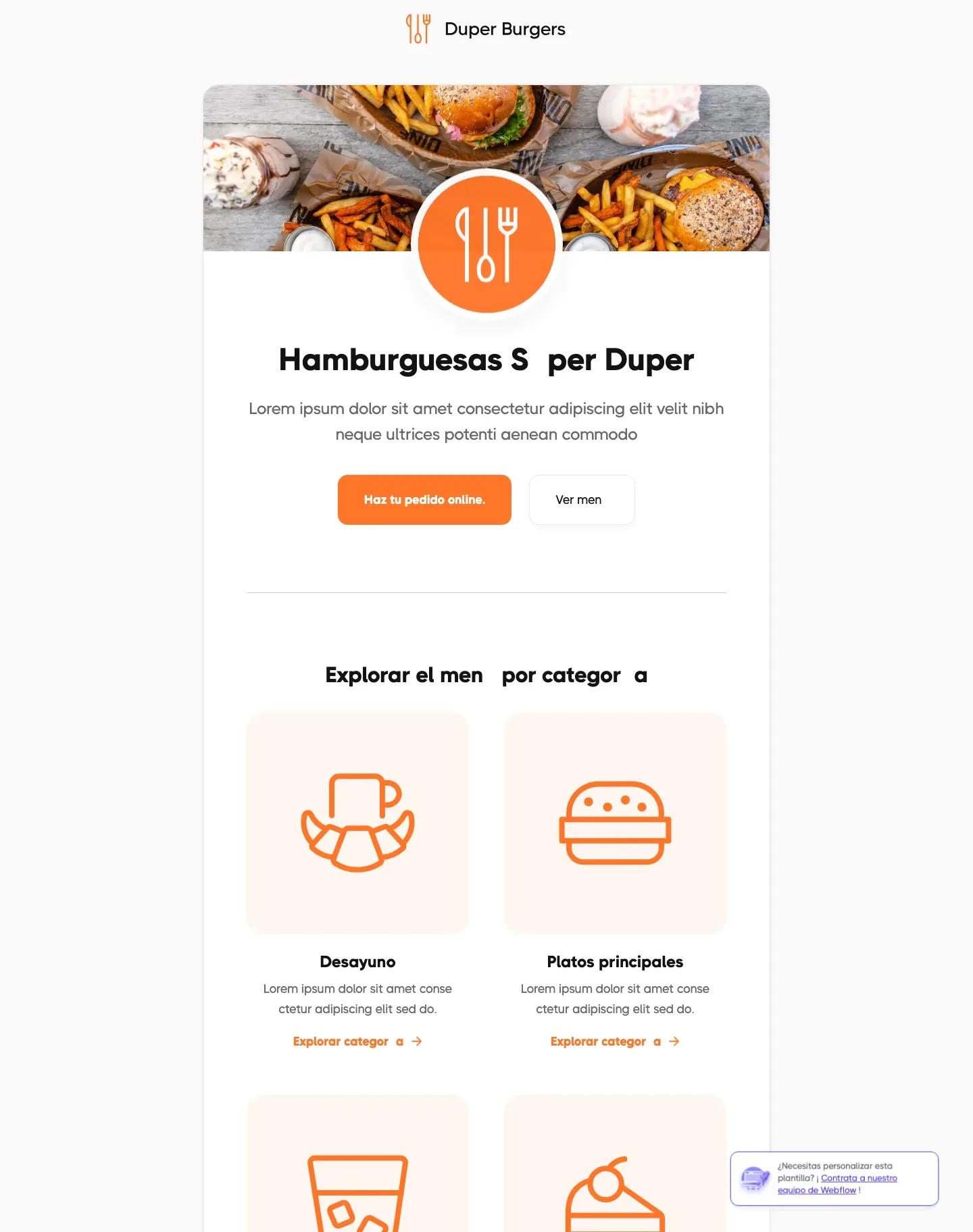 Diseño de página web para restaurantes y cafés