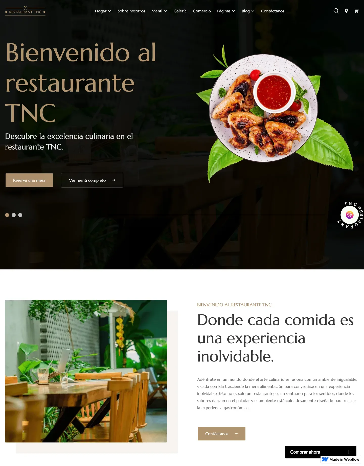 Diseño de página web para restaurantes y cafés