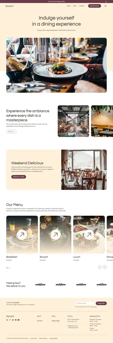 Diseño de página web para restaurantes y cafés