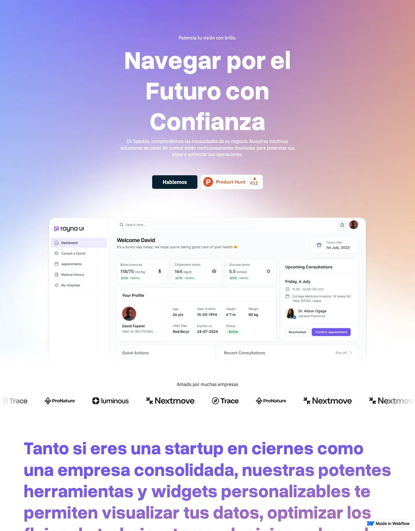 Diseño de página web para software y apps