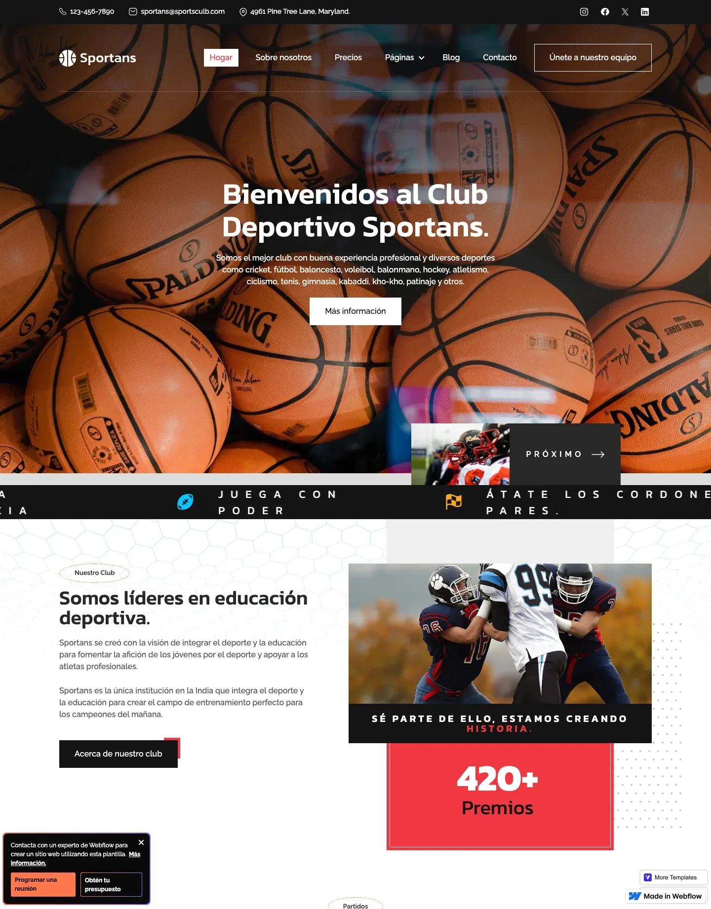 Diseño de página web para gimnasios