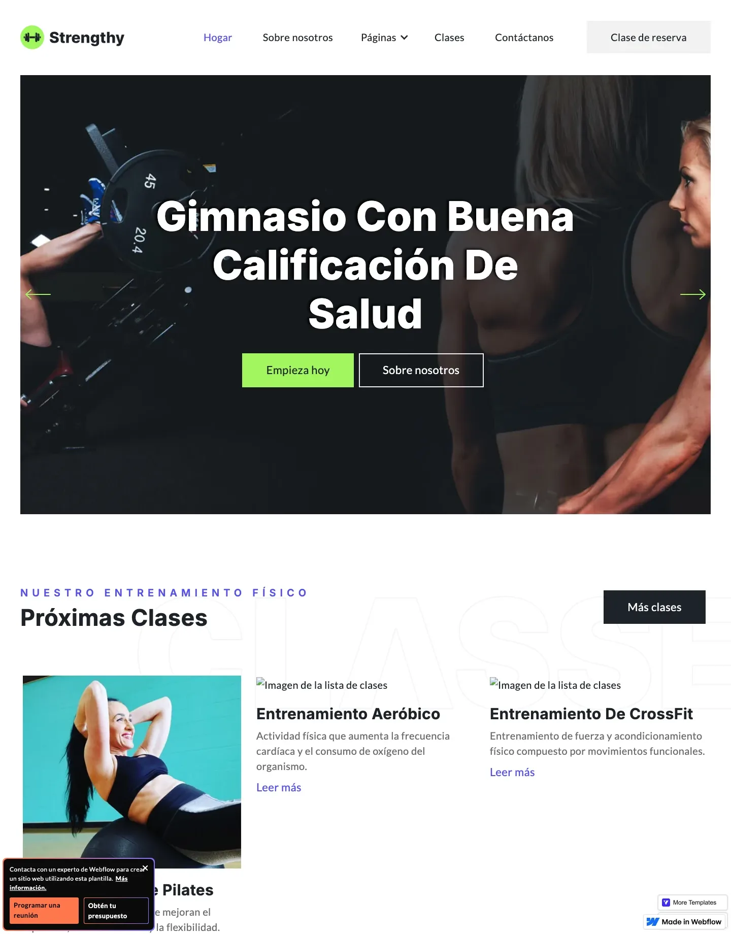 Diseño de página web para gimnasios