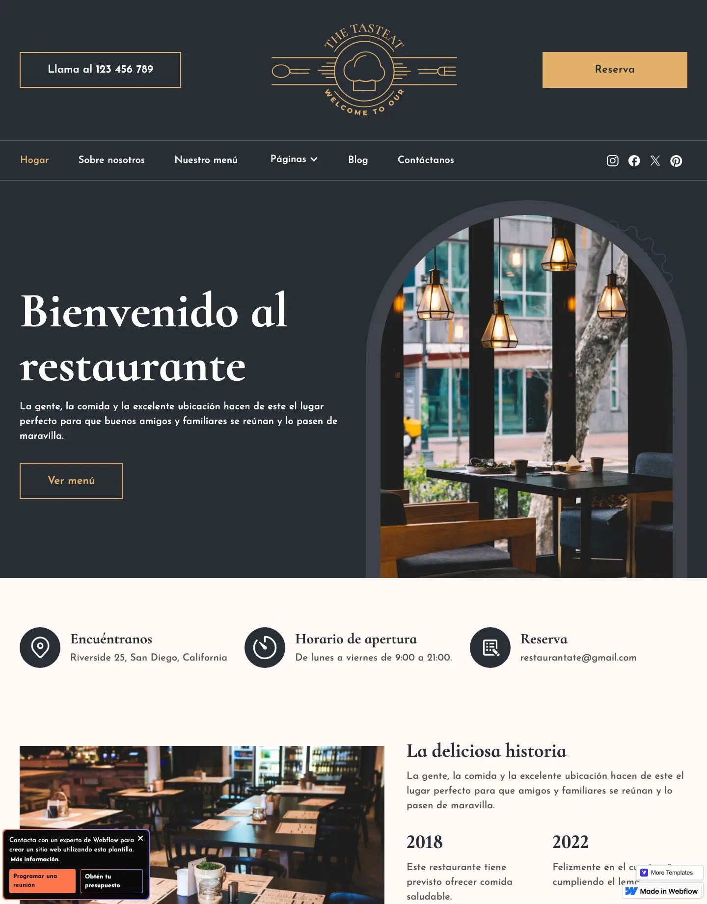 Diseño de página web para restaurantes y cafés