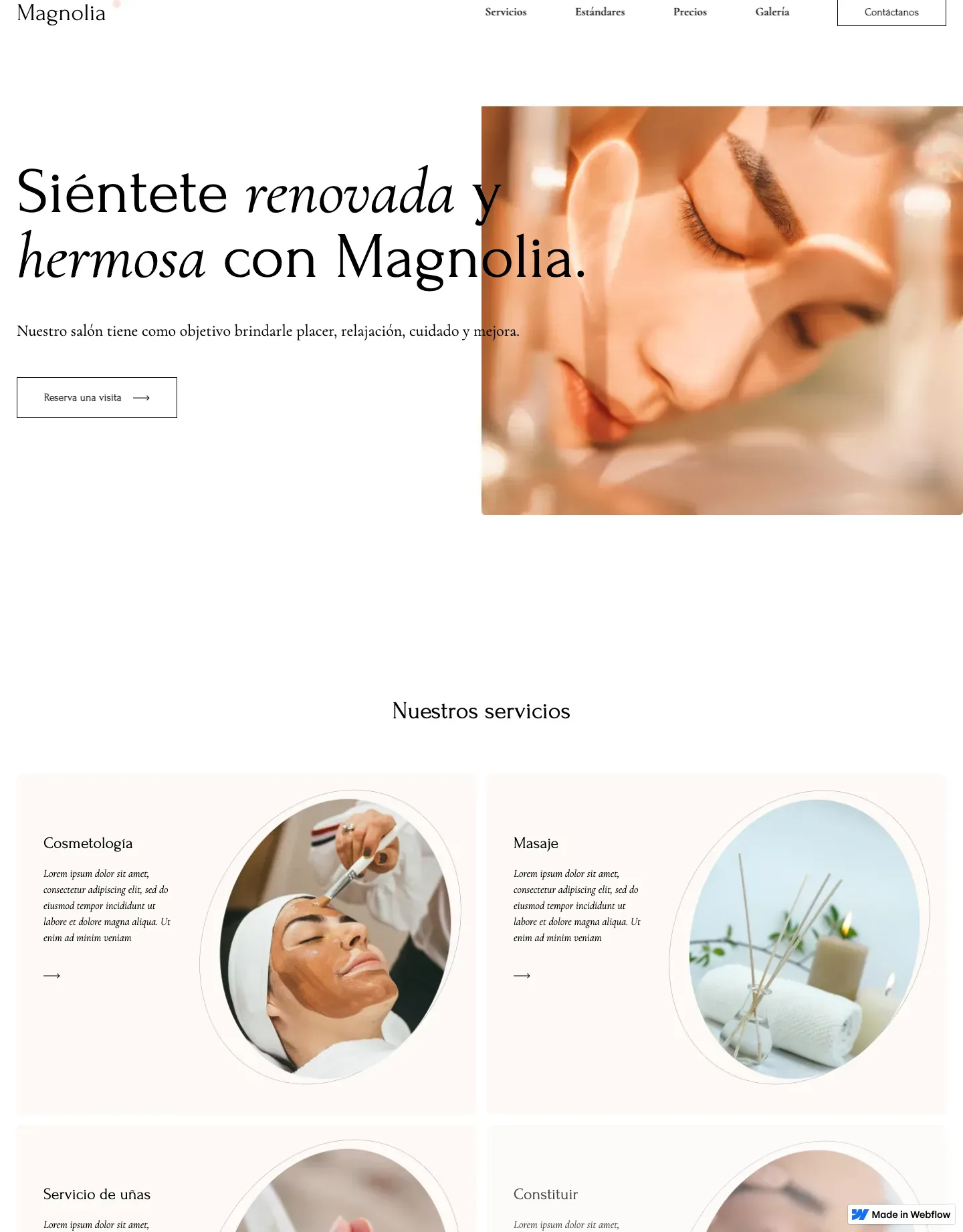 Diseño de página web para belleza y estética