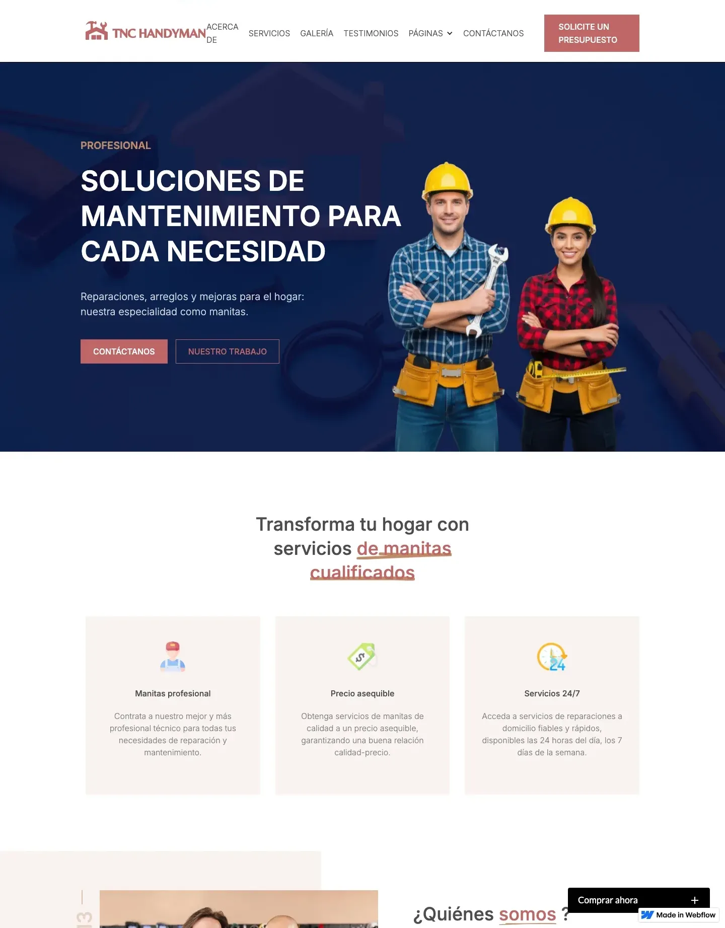 Diseño de página web para servicios y mantenimiento