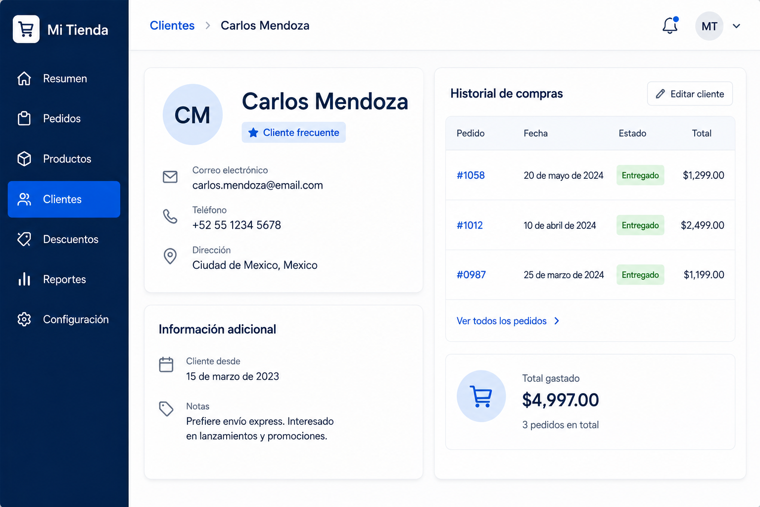 Clientes y facturas ordenados