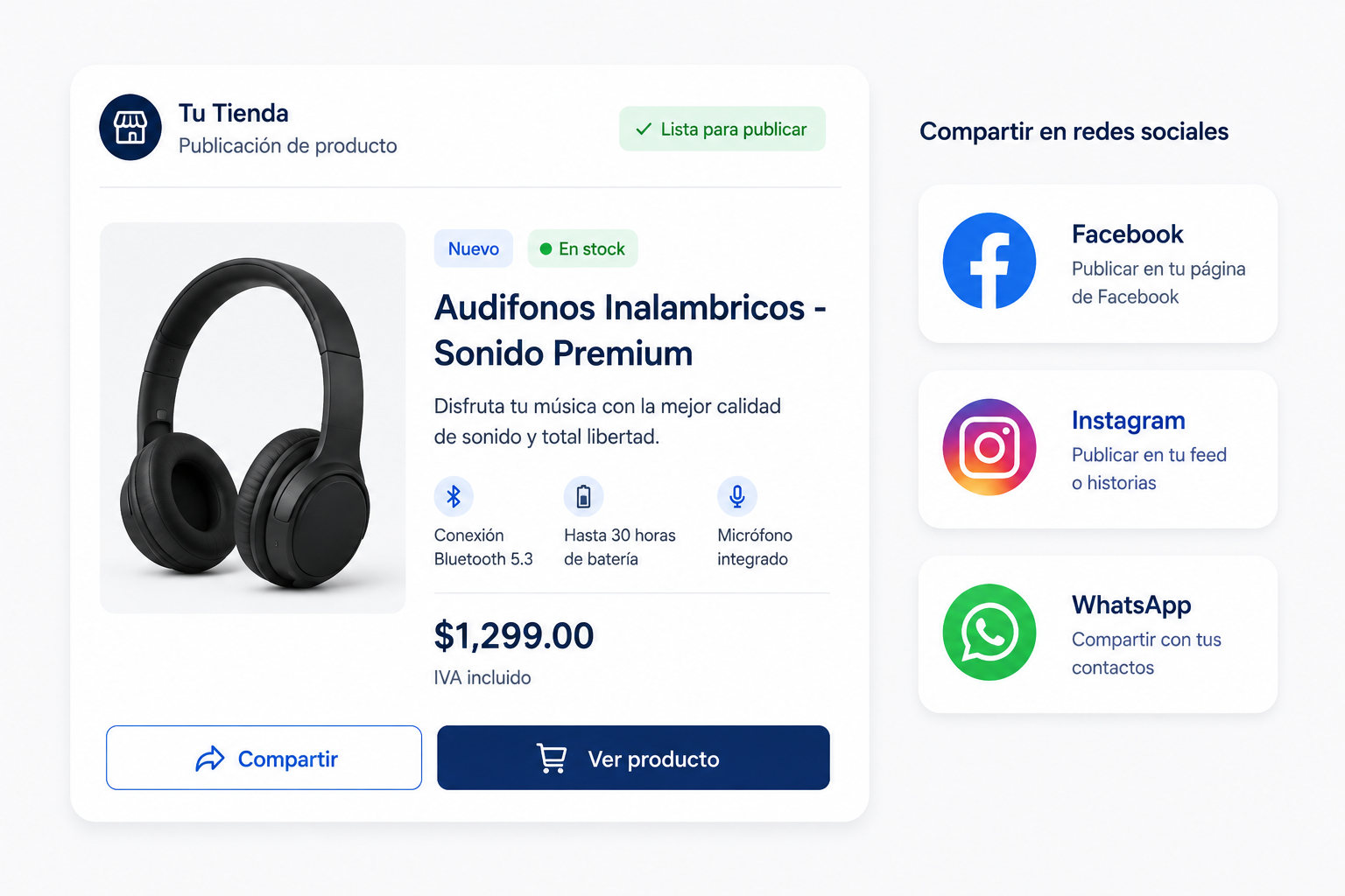 Comparte tus productos en redes sociales