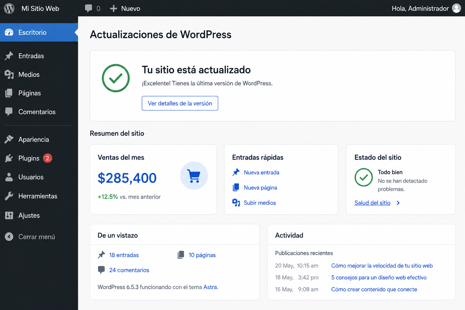 Actualizaciones y caché administradas por nosotros