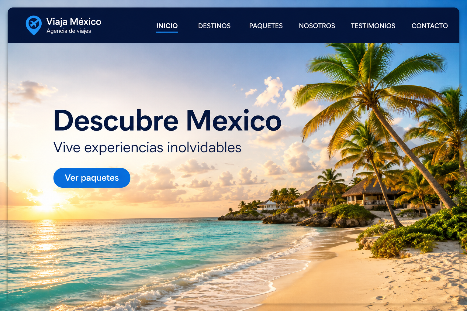 Web de agencia de viajes mexicana en laptop y celular